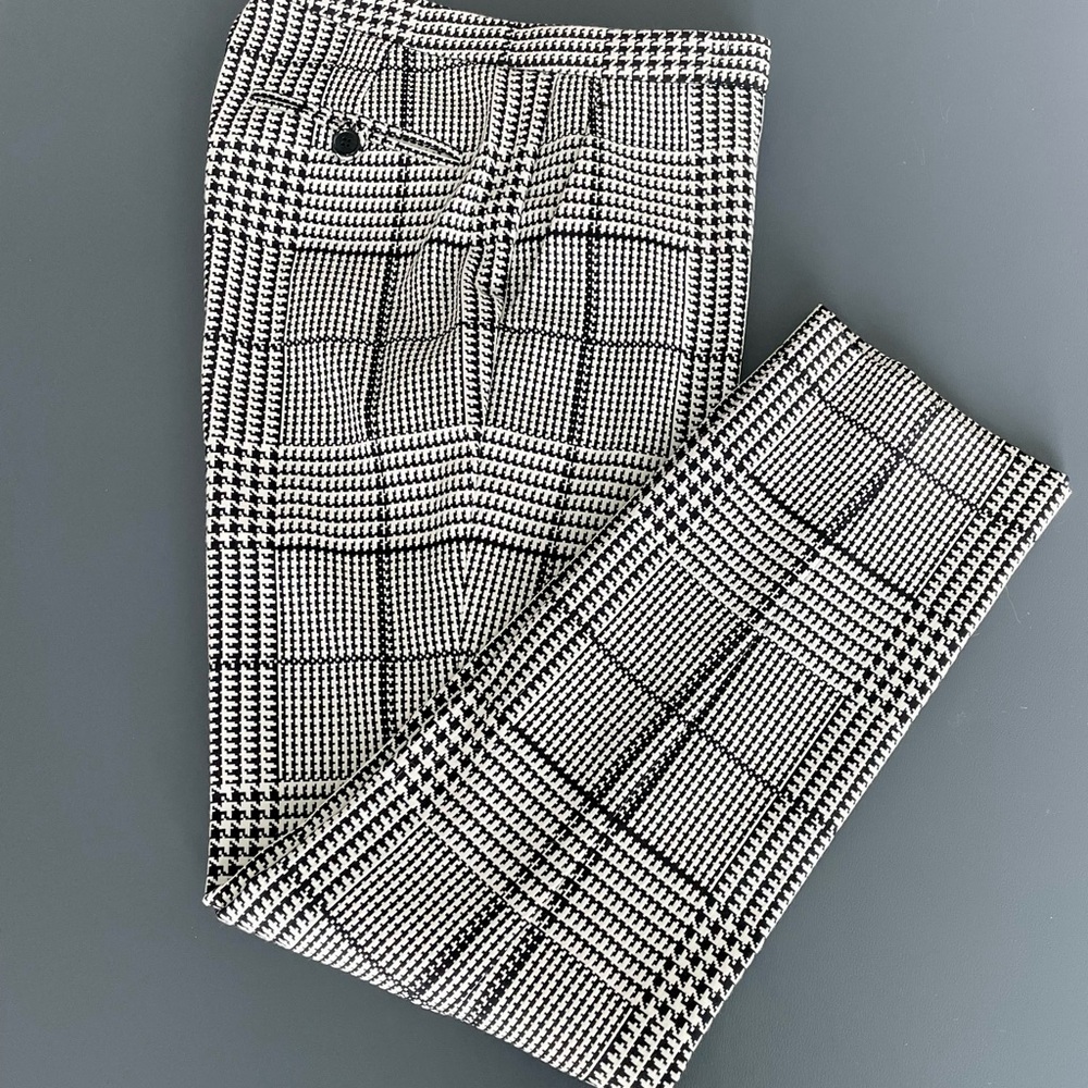 Theory Black and White Plaid Cropped Pants